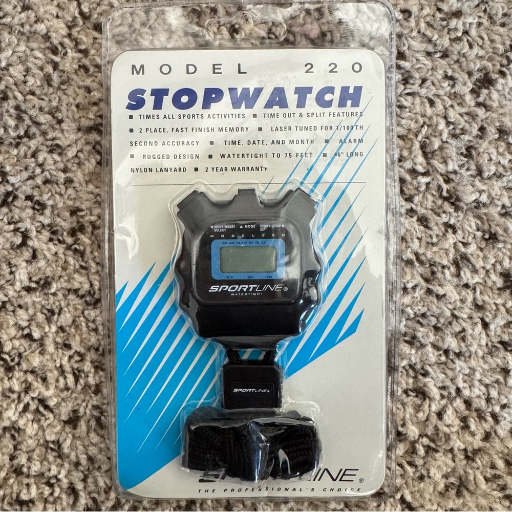Sportline Model 226 Stopwatch‎ Lap Time Watertightht Lanyard Brand new se…